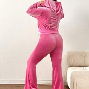 Pink Velour Tracksuit Set